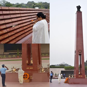 Mrs Pyari Devi w/o Subedar Bahadur Singh paid homage to Bravehearts at NWM on 23 Nov 24