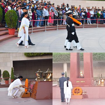 In NOK Ceremony Mrs Alka Ahuja w/o Sqn Ldr Ajay Ahuja, VC (P)paid homage at NWM on 02 Dec 24