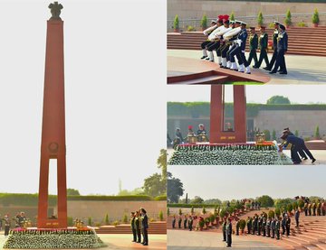 Celebrating Navy Day Gen Anil Chauhan, CDS & Service Chiefs paid homage at NWM on 03 Dec 24