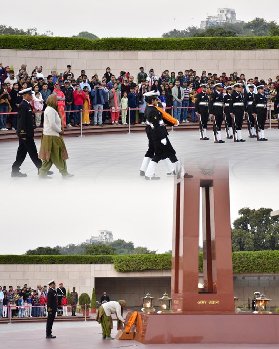 In NOK Ceremony Mrs Hima Devi Nk Chiranjiv Lal, SC, paid homage to Bravehearts at NWM on 07 Dec 24