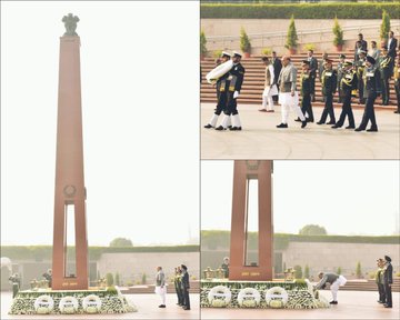 On Vijay Diwas Sh Rajnath Singh, RRM, CDS, COAS, CAS, VCNS, Def Secy paid homage at NWM on 16 Dec 24