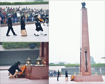In NOK Ceremony Mrs Sushmita Konwar Deka W/o Late Sep Hemananda Deka paid homage at NWM on 31 Dec 24