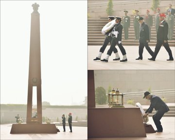 On 57th Raising Day of Bn, 13 GUARDS, Flt Lt P Laul (Retd) paid homage at NWM on 04 Jan 25
