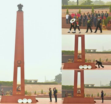 Lt Gen Sumer Ivan D'Cunha, SM, DG & Col Comdt, AAD paid homage at NWM on 10 Jan 25