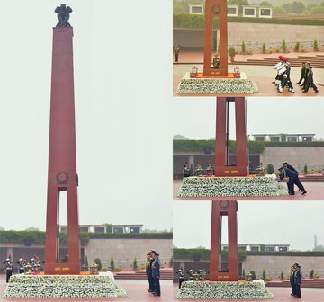 Gen. Anil Chauhan CDS, Service Chiefs from Army, Navy and VC of IAF paid homage at NWM on 13 Jan 25