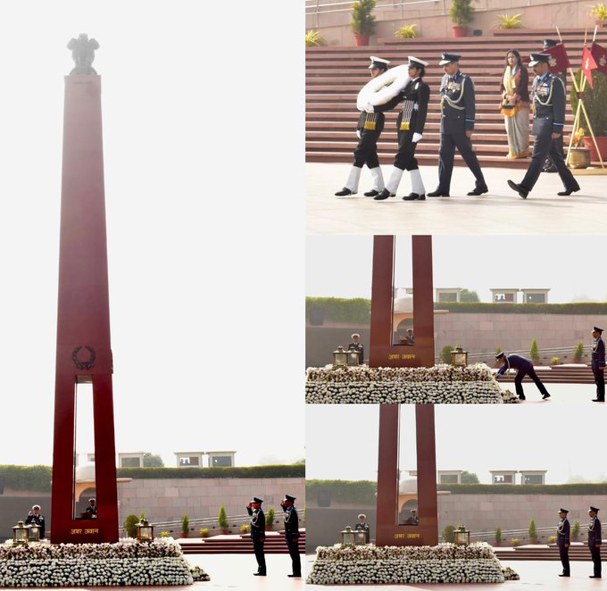 On superannuation Air Mshl Rajesh Vaidya ,VSM, DGMS (Air), Air HQ, paid homage at NWM on 17 Jan 25