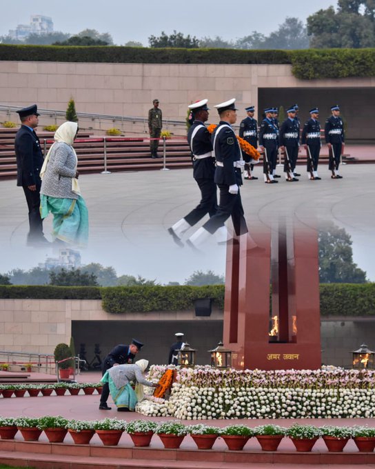 In NOK Ceremony Mrs Ramdulari w/o Sub Rajesh Kumar Xaxa, SM, paid homage at NWM on 19 Jan 25