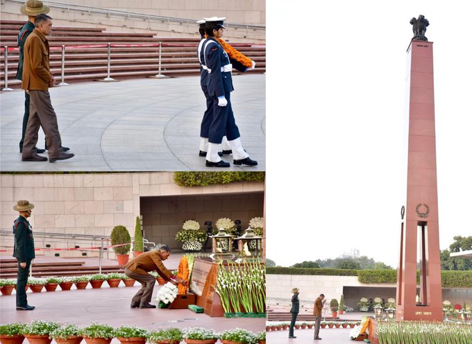 In solemn NOK Ceremony Mr Tapan Gaur B/o Capt KK Gaur paid homage to Bravehearts at NWM on 24 Jan 25