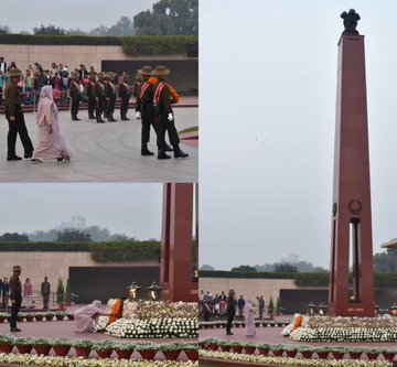 In NOK ceremony Mrs Meena Devi w/o Sep Satish Chandra paid homage to Bravehearts at NWM on 31 Jan 25