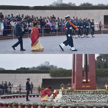 In a solemn NOK ceremony Mrs Vimal Kadam w/o L Nk Kadam Kashinath R paid homage at NWM on 10 eb 25