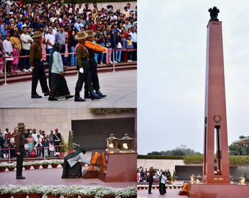 In a solemn NOK ceremony Mrs Prembati Devi w/o Nk Kharag Singh paid homage at NWM on 16 Feb 25