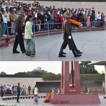 In a solemn NOK ceremony Mrs Indira Devi w/o Nk Shankar Singh Mehra paid homage at NWM on 18 Feb 25