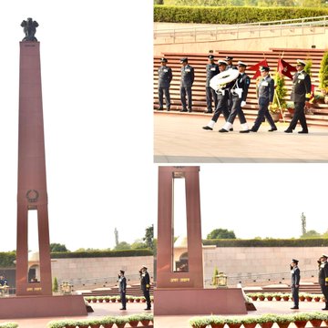 On superannuation Gp Capt Sanamatum Thokchom, Cdr 10 TAC paid homage at NWM on 21 Feb 25