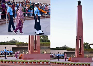 In NOK ceremony Mrs Santosh Devi M/o Nk Suresh Kumar paid homage to Bravehearts at NWM on 06 Mar 25