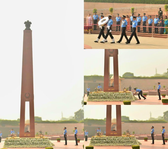 Air Cmde GUM Rao, C Eng O (Sys) HQ MC, IAF, paid homage at NWM on 18 Nov 25