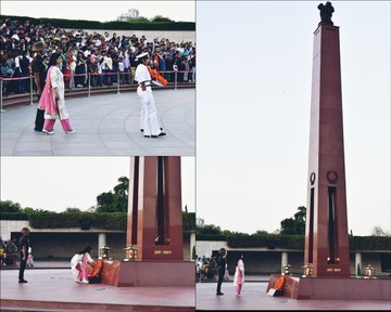 In NOK ceremony Mrs Mandeep Kaur, IAS, w/o Maj Gurpreet Singh, paid homage at NWM on 16 Mar 25
