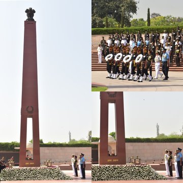 Surg Vice Admiral Aarti Sarin, DG AFMS & Service DGMSs, AMC, paid homage at NWM on 03 Apr 25