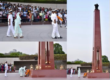 In a solemn NOK ceremony Mrs Baibu Devi w/o Hav Sanjay Singh, SM, paid homage at NWM on 06 Apr 25