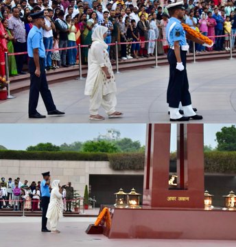 In NOK ceremony Mrs Bala Devi w/o Hav Omkar Singh paid homage to Bravehearts at NWM on 16 Apr 25