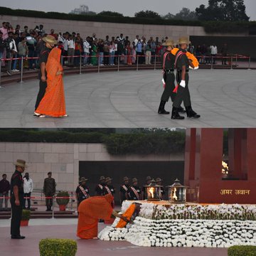 During a solemn NOK ceremony Smt Rajbala w/o Sub Dal Chand, SM, paid homage at NWM on 20 Nov 25