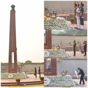 Sh RK Singh, DS, Lt Gen Virendra Vats, YSM, SM, VSM, DG NCC, paid homage at NWM on 22 Nov 25 