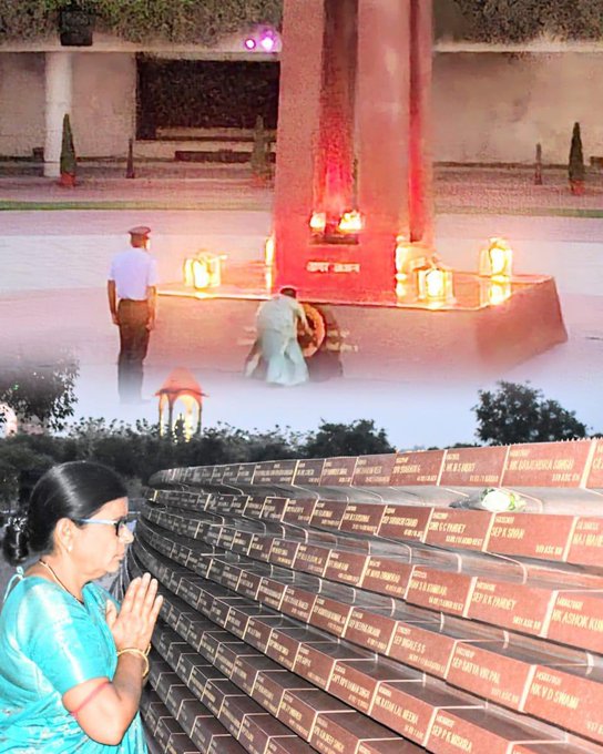 During NOK ceremony Mrs Bulu Devi w/o SWR Ganesh Chandra Pandey paid homage at NWM on 04 May 25