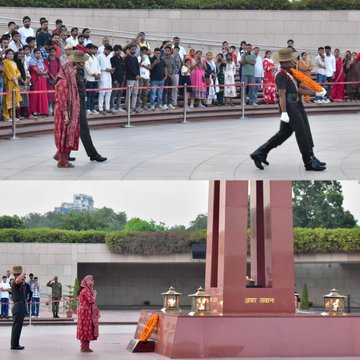 In NOK ceremony Mrs Meenakashi Trakroo W/o Nb Sub Deleep Trackroo paid homage at NWM on 16 May 25