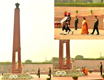 Mrs Uma Parameswaran, COAS, VCOAS & veterans offered homage to Bravehearts at NWM on 25 Nov 25