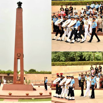 During Def. Investiture Ceremony (II) 2025, veteran & serving offi. paid homage at NWM on 04 Jun 25