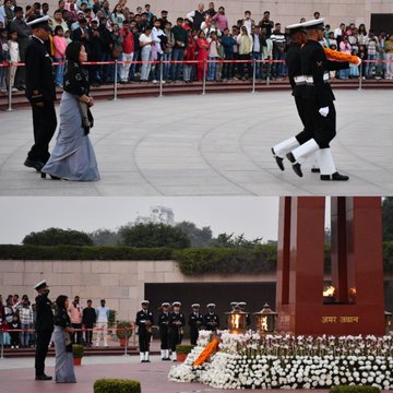 In a solemn NOK ceremony Mrs Hari Maya Thapa w/o Subedar Raman Thapa paid homage at NWM on 25 Nov 25