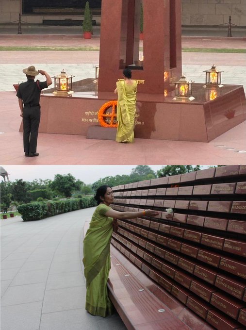 In NOK ceremony Mrs Chandra Devi W/o Ptr Late Tarun Singh Bhidola paid homage at NWM on 06 Jun 25