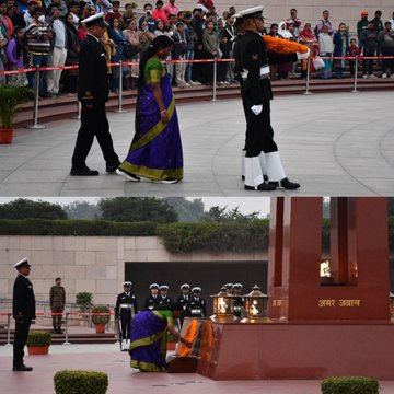 In NOK ceremony M Kalyani w/o L/Nk K Meganathudu, paid homage to Bravehearts at NWM on 27 Nov 25