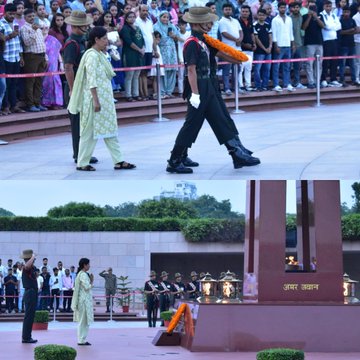 In solemn NOK ceremony Mrs Indu Bala w/o Naik Late Sumit Dogra, SM, paid homage at NWM on 16 Jul 25