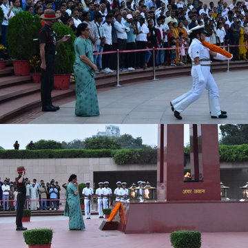 In NOK ceremony Mrs Suchitra Chandran w/o Maj GS Satish Chandran SM, paid homage at NWM on 24 Jul 25