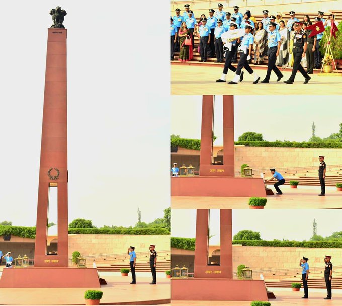 AVM KV Surendran Nair, VSM, Chief Instructor (Air), DSSC, Wellington paid homage at NWM on 25 Jul 25