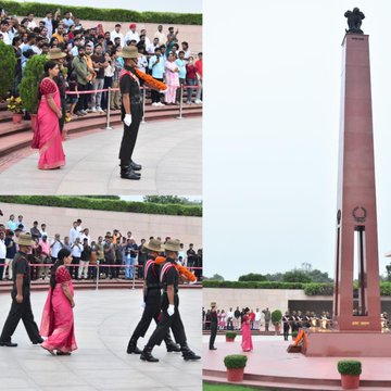 In a solemn NOK ceremony Mrs Poonam Devi w/o Swr Jilajeet Yadav, SM, paid homage at NWM on 05 Aug 25