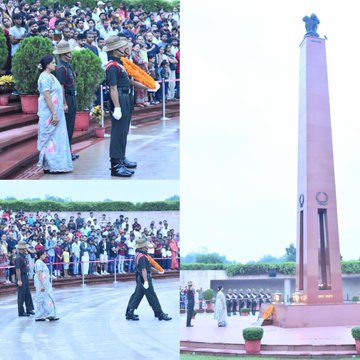 In a solemn NOK Mrs Sangita Devi, w/o Gdr Abdhesh Singh Badauria, paid homage at NWM on 09 Aug 25