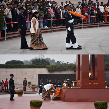 In a solemn NOK ceremony Smt Kiran Khanda w/o Sgt Satish Kumar paid homage at NWM on 02 Aug 25