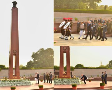 Hon’ble Mr Andrei Belousov, MoD Russia, Hon’ble RM, Sh Rajnath Singh paid homage at NWM on 04 Dec 25