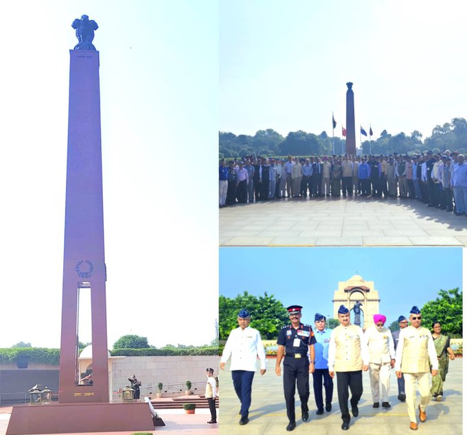 ACM VR Chaudhari, PVSM, AVSM, VM (Retd), President, AFA, paid homage at NWM on 19 Sep 25