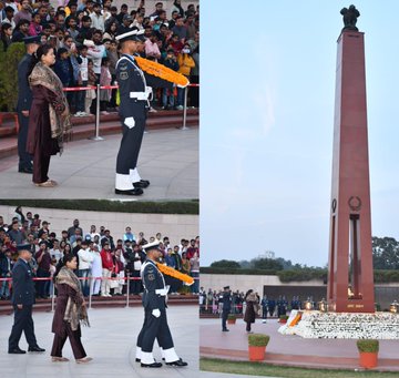 In a solemn NOK ceremony Rajani Devi w/o Hav Rakesh Kumar, SC, paid homage at NWM on 06 Dec 25