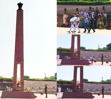 On Golden Jubilee of 82 Armd Regt, Col MD Law (Retd), & Officers paid homage at NWM on 26 Sep 25