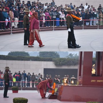 In a solemn Next-of-Kin ceremony Smt Sumitra w/o Nk Mahendra Singh, paid homage at NWM on 13 Dec 25
