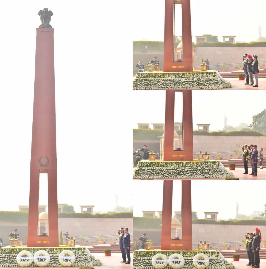 AM Ashutosh Dixit, CISC, Serving Officers & Tri-Services Veterans, paid homage at NWM on 14 Jan 26