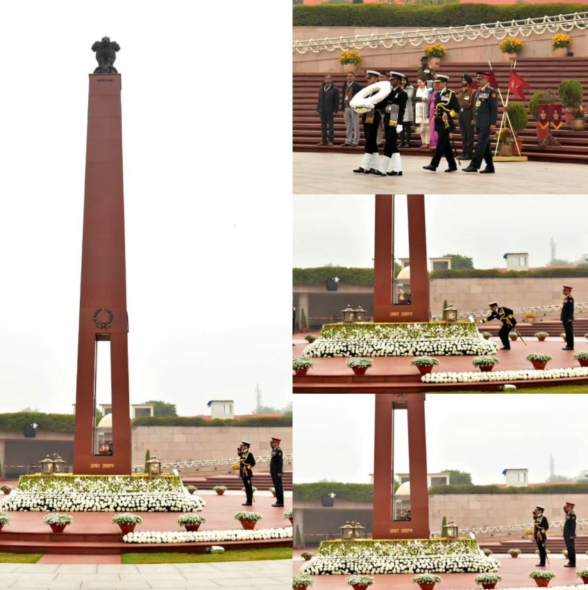 On superannuation, Vice Adm Ranjit Singh, Dir DQR&S, DRDO HQs, paid homage at NWM on 28 Jan 26