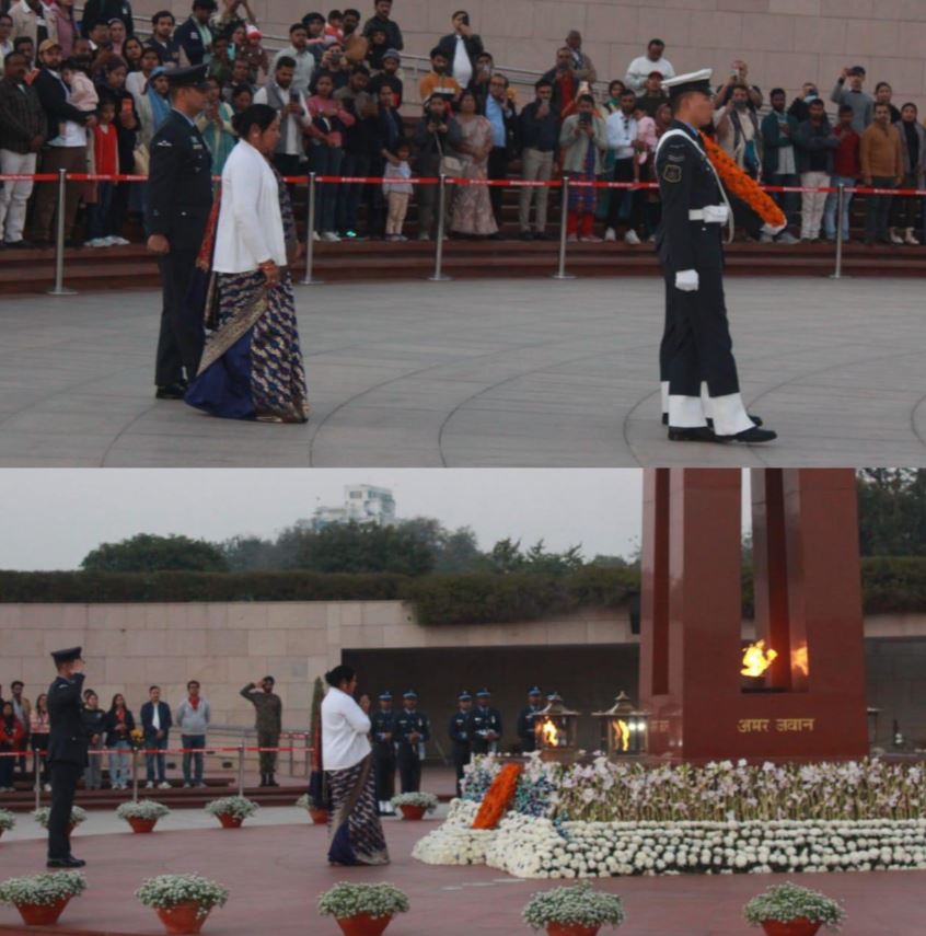 In a solemn NOK ceremony Mrs Usha Devi w/o Hav Jagmohan Singh, SM, paid homage at NWM on 06 Feb 26