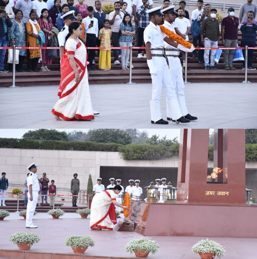 In solemn NOK ceremony Mrs Dhanwati Devi w/o Hav late Jagdish Singh, paid homage at NWM on 20 Feb 26