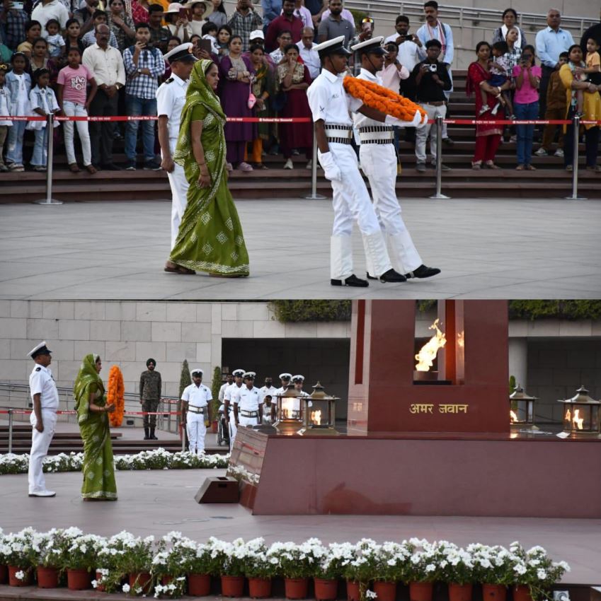In a solemn NOK ceremony Mrs Dharamwati Devi w/o LNk Hem Raj, paid homage at NWM 11 Mar 26