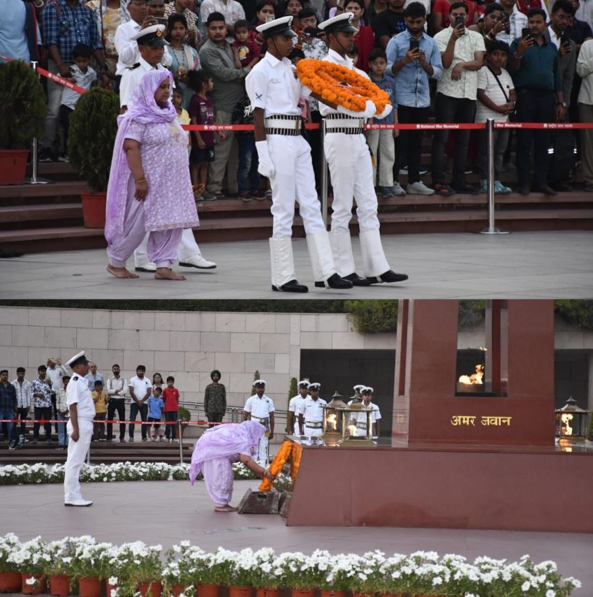 In a solemn NOK ceremony Mrs Usha Devi w/o Sep Rajendra Singh, paid homage at NMW on 12 Mar 26