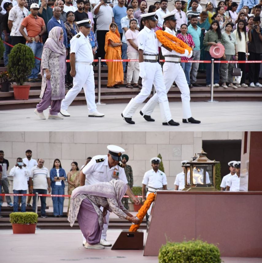 In a solemn NOK ceremony Mrs Ram Piari w/o Nb Sub Jagdish Singh, paid homage at NMW on 21 Apr 26